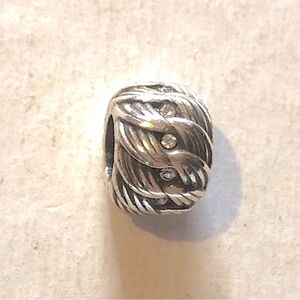 🆕 Brighton silver bead with swirls & clear crystals around center NWOT Retired